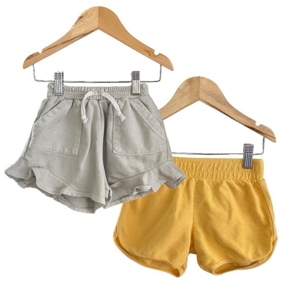Tiny Whales Gray Ruffle Bloom and Yellow Retro Terrycloth Blossom Shorts Bundle